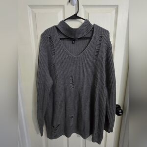 Charcoal Knit Turtleneck Sweater